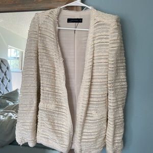 Zara Tweed Blazer Padded Shoulders - image 1